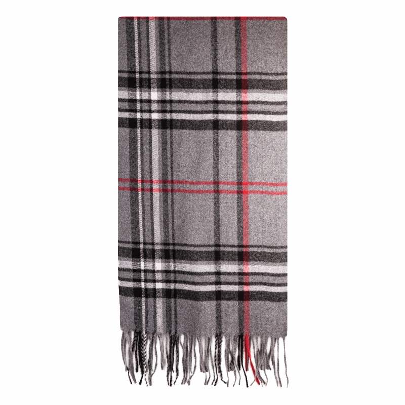 Men's Cashmere Scarf  (Gray Plaid)